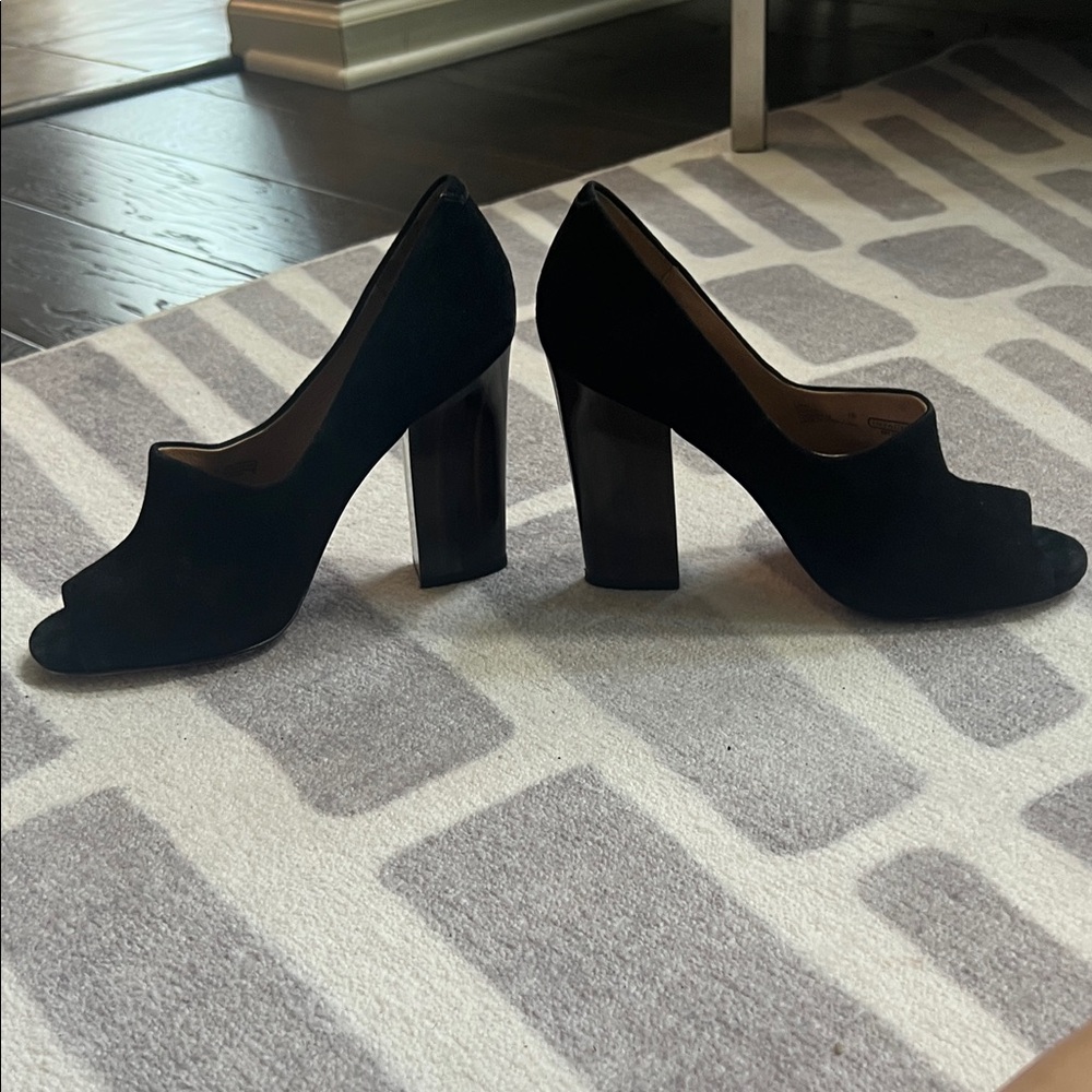 Coach Black Peep-Toe Heels